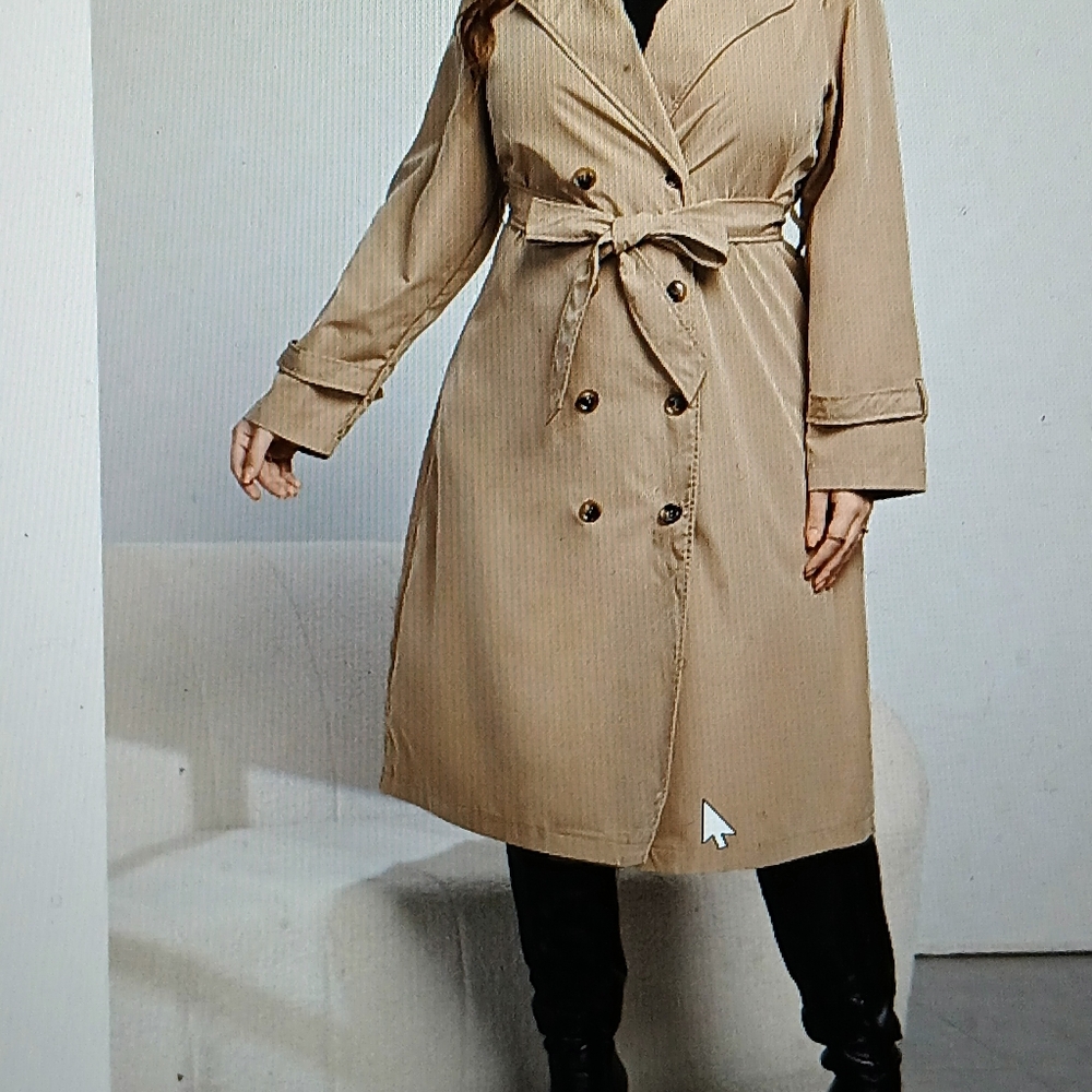 Elegant Tan Double-Breasted Trench Coat